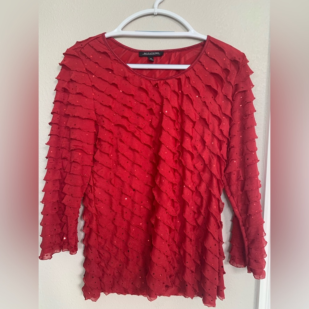 Notations Red 3/4 sleeve top